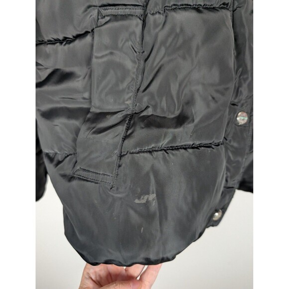 bebe Jacket Womens Medium Black Puffer Hooded Quilted Snap Zip Logo Patch Coat - Picture 3 of 11